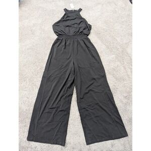 Ador Jumpsuit Womens Medium Sleeveless Halter Wide Leg Pants‎ Stretch Black